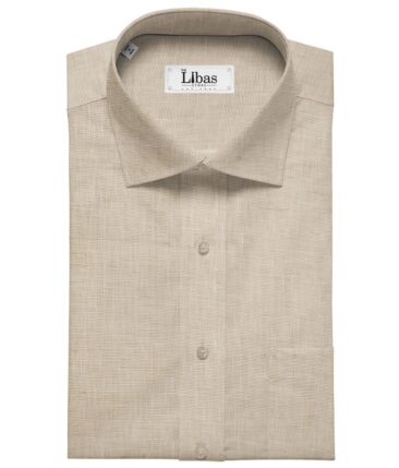 Linen Club Men's 100% Pure Linen Self Design Unstitched Shirting Fabric (Beige)