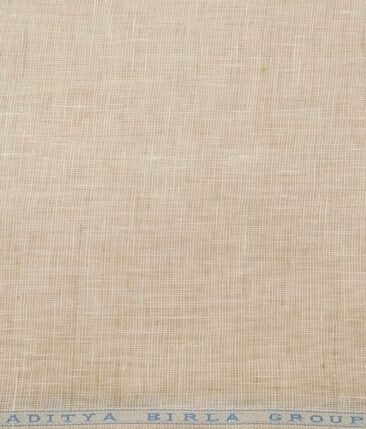 Linen Club Men's 100% Pure Linen Self Design Unstitched Shirting Fabric (Beige)