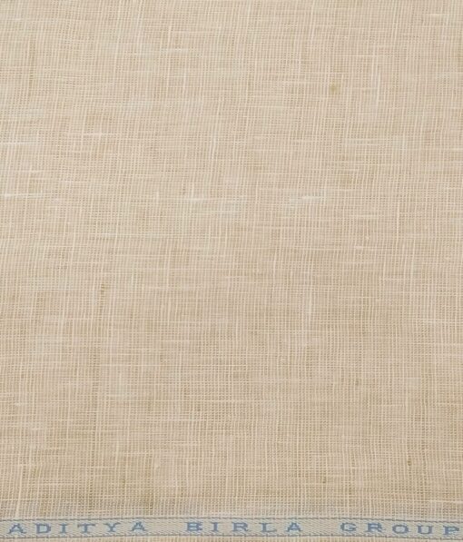 Linen Club Men's 100% Pure Linen Self Design Unstitched Shirting Fabric (Beige)