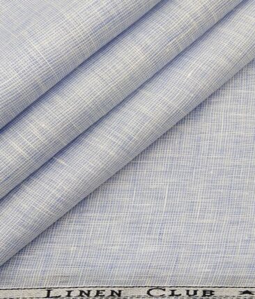 Linen Club Men's 100% Pure Linen Self Design Unstitched Shirting Fabric (Sky Blue)
