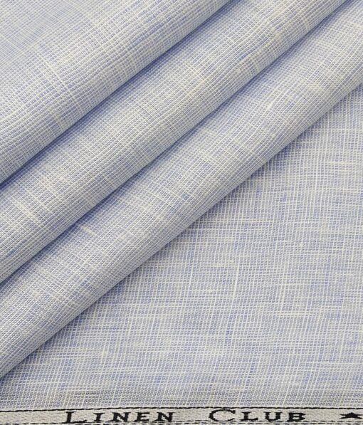 Linen Club Men's 100% Pure Linen Self Design Unstitched Shirting Fabric (Sky Blue)