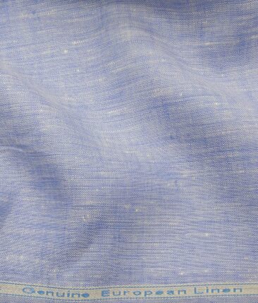 Linen Club Men's 100% Pure Linen 60 LEA Self Design Unstitched Shirting Fabric (Light Blue)