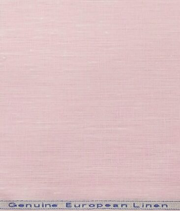 Linen Club Men's 100% Pure Linen 60 LEA Self Design Unstitched Shirting Fabric (Light Pink)