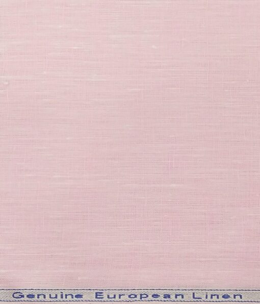 Linen Club Men's 100% Pure Linen 60 LEA Self Design Unstitched Shirting Fabric (Light Pink)