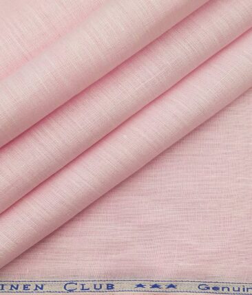 Linen Club Men's 100% Pure Linen 60 LEA Self Design Unstitched Shirting Fabric (Light Pink)
