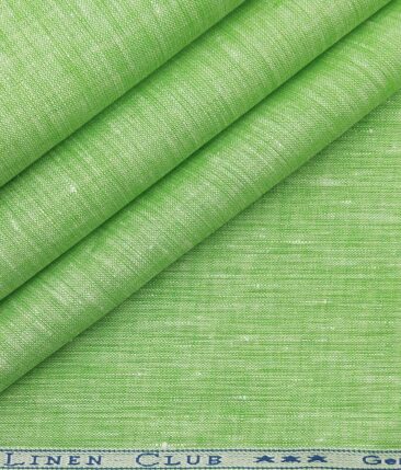 Linen Club Men's 100% Pure Linen 60 LEA Self Design Unstitched Shirting Fabric (Lime Green)