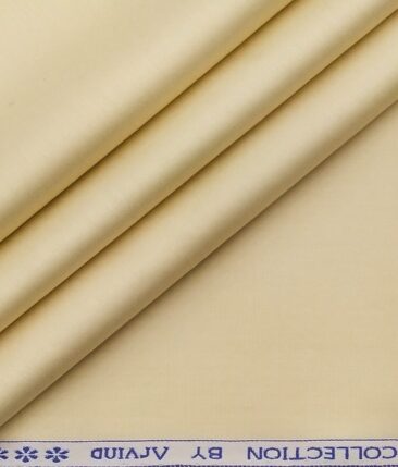 Arvind Men's 100% Premium Cotton Solids Stretchable Shirt Fabric ( Beige