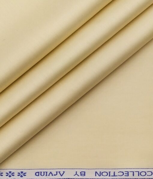 Arvind Men's 100% Premium Cotton Solids Stretchable Shirt Fabric ( Beige