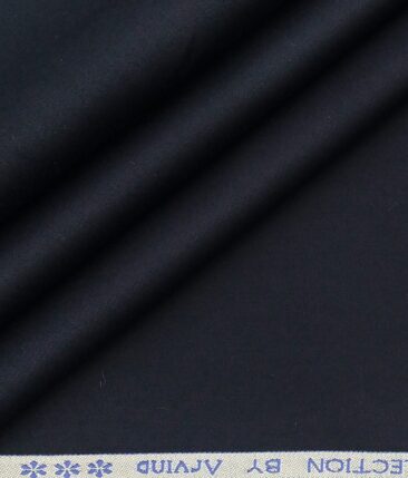 Arvind Men's 100% Premium Cotton Solids Stretchable Shirt Fabric ( Dark Navy Blue