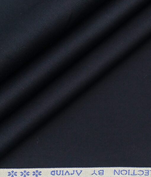 Arvind Men's 100% Premium Cotton Solids Stretchable Shirt Fabric ( Dark Navy Blue