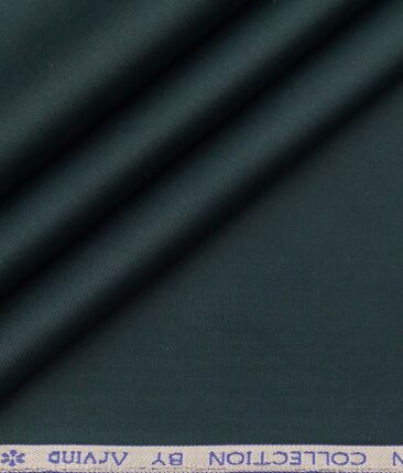 Arvind Men's 100% Premium Cotton Solids Stretchable Shirt Fabric ( Dark Ocean Green