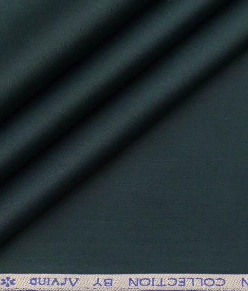 Arvind Men's 100% Premium Cotton Solids Stretchable Shirt Fabric ( Dark Ocean Green
