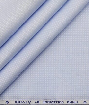 Arvind Men's 100% Premium Cotton Dobby Structured Shirt Fabric ( Light Blue