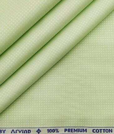 Arvind Men's 100% Premium Cotton Dobby Structured Shirt Fabric ( Light Green
