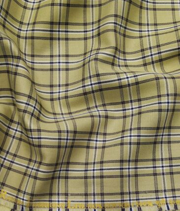Bombay Rayon Men's 100% Cotton Multicolor Checks Unstitched Shirt Fabric (Fawn Beige