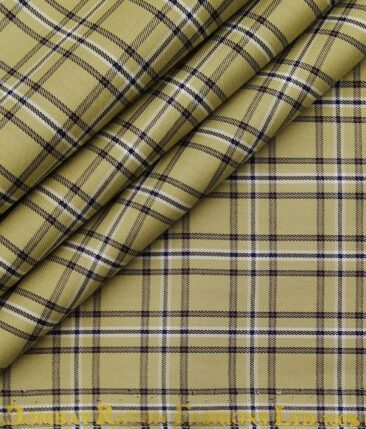 Bombay Rayon Men's 100% Cotton Multicolor Checks Unstitched Shirt Fabric (Fawn Beige