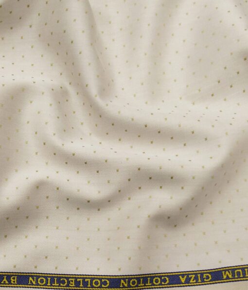 F.M. Hammerle Men's 100% Giza Cotton Dobby Structured Unstitched Shirt Fabric (Beige