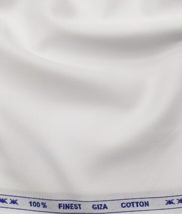 Tessitura Monti Men's 100% Finest Giza Cotton 2 Ply Satin Weave Solid Shirt Fabric (White