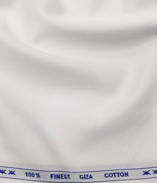 Tessitura Monti Men's 100% Finest Giza Cotton 2 Ply Satin Weave Solid Shirt Fabric (White