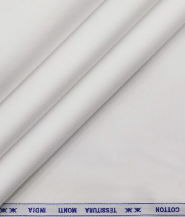 Tessitura Monti Men's 100% Finest Giza Cotton 2 Ply Twill Weave Solid Shirt Fabric (White