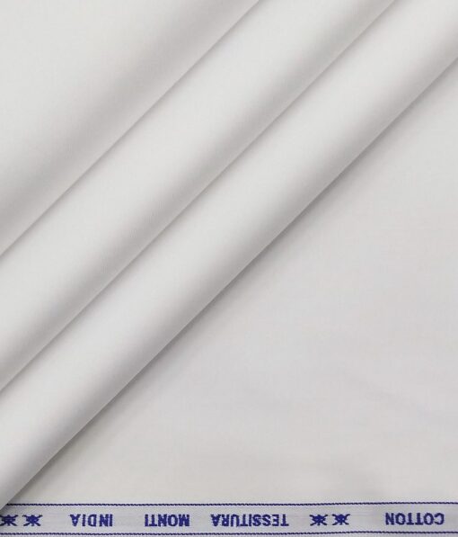Tessitura Monti Men's 100% Finest Giza Cotton 2 Ply Twill Weave Solid Shirt Fabric (White