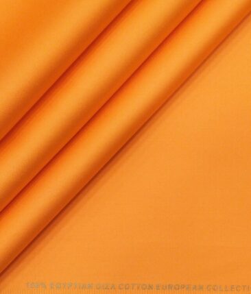 Nemesis Men's 100% Giza Cotton Solid Satin Unstitched Shirt Fabric (Apricot Orange