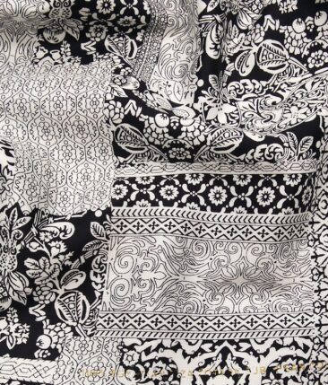 Nemesis Men's 100% Giza Cotton Black Damask Printed Unstitched Shirt Fabric (White