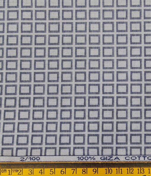 Raymond Men's 100% Giza Cotton 2 Ply Super 100's Grey Squares Dobby Unstitched Shirt Fabric (Light Grey)