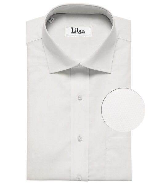 Raymond Men's 100% Premium Cotton Jacquard Unstitched Shirt Fabric (White)