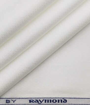Raymond Men's 100% Premium Cotton Jacquard Unstitched Shirt Fabric (White)