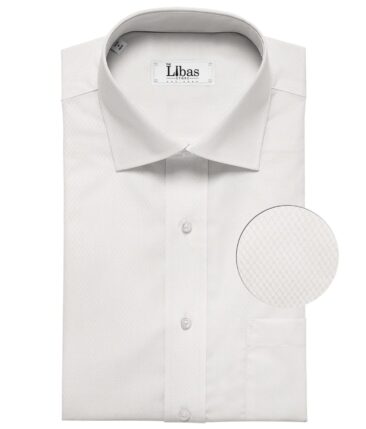 Raymond Men's 100% Premium Cotton Jacquard Unstitched Shirt Fabric (White)