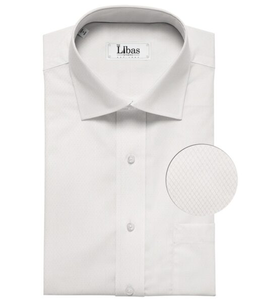 Raymond Men's 100% Premium Cotton Jacquard Unstitched Shirt Fabric (White)