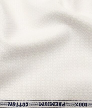Raymond Men's 100% Premium Cotton Jacquard Unstitched Shirt Fabric (White)