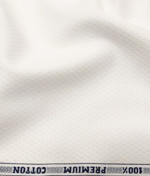 Raymond Men's 100% Premium Cotton Jacquard Unstitched Shirt Fabric (White)