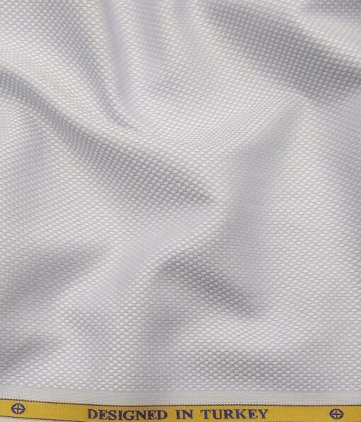 Soktas Men's 100% Egyptian Giza Cotton Oxford Weave Structured Unstitched Shirt Fabric (Light Grey