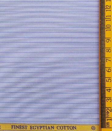 Soktas Men's Super 120's 100% Egyptian Giza Cotton 2 Ply Blue Stripes Unstitched Shirt Fabric (Light Blue)