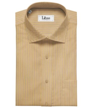 Soktas Men's Super 120's 100% Egyptian Giza Cotton 2 Ply Blue Stripes Unstitched Shirt Fabric (Merigold Orange)