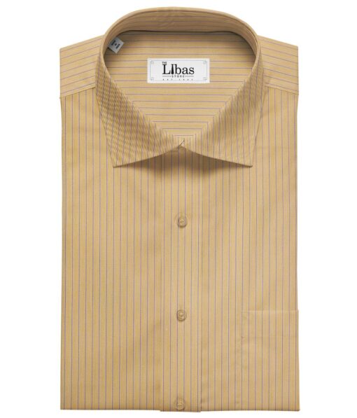 Soktas Men's Super 120's 100% Egyptian Giza Cotton 2 Ply Blue Stripes Unstitched Shirt Fabric (Merigold Orange)