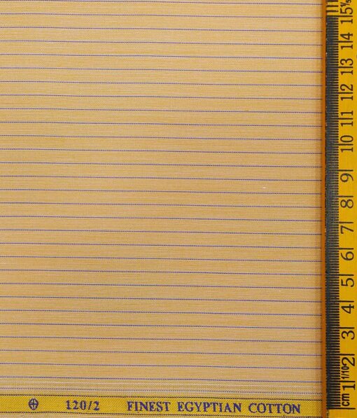 Soktas Men's Super 120's 100% Egyptian Giza Cotton 2 Ply Blue Stripes Unstitched Shirt Fabric (Merigold Orange)