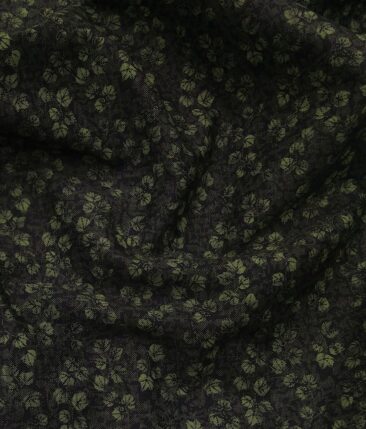 Solino Men's 100% Premium Cotton Floral Print Unstitched Shirt Fabric (Dark Green