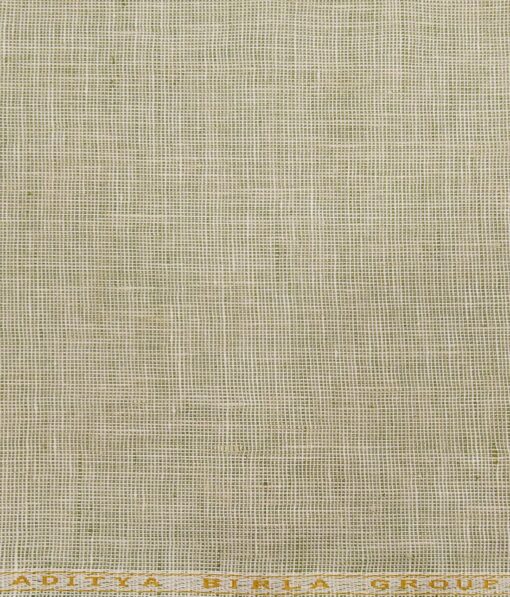 Linen Club Men's 100% Pure Linen Self Design Unstitched Suiting Fabric (Oyster Green