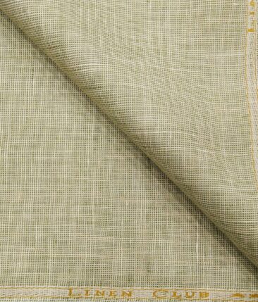 Linen Club Men's 100% Pure Linen Self Design Unstitched Suiting Fabric (Oyster Green