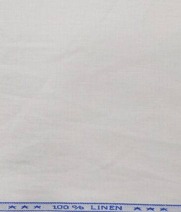 Linen Club Men's 100% Pure Linen Solid Unstitched Suiting Fabric (White