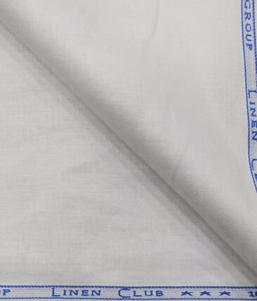 Linen Club Men's 100% Pure Linen Solid Unstitched Suiting Fabric (White