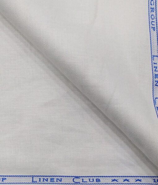 Linen Club Men's 100% Pure Linen Solid Unstitched Suiting Fabric (White