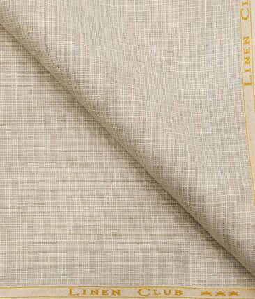 Linen Club Men's 100% Pure Linen Self Design Unstitched Suiting Fabric (Light Beige
