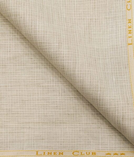 Linen Club Men's 100% Pure Linen Self Design Unstitched Suiting Fabric (Light Beige