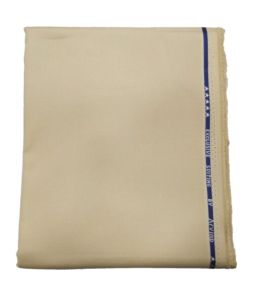 Arvind Men's 100% Premium Cotton Unstitched Strucutred Trouser Fabric (Creamish Beige