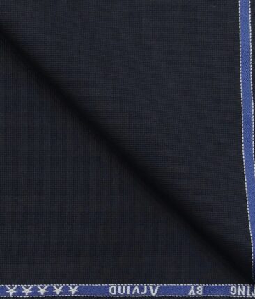 Arvind Men's 100% Premium Cotton Unstitched Strucutred Trouser Fabric (Dark Blue