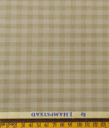 J.Hampstead by Siyaram's Men's Polyester Viscose Structured cum Self Checks Unstitched Suiting Fabric (Beige
